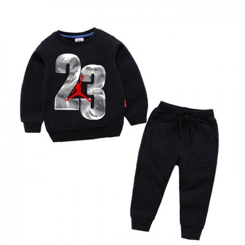 Black Jr Sweatshirt And Trouser Winter Tracksuit For Kids 