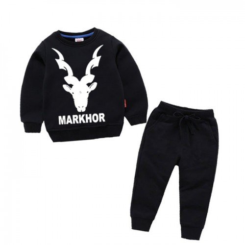 Black Markhor Sweatshirt And Trouser Winter Tracksuit For Kids 