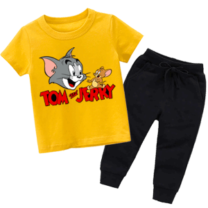 Tom Jerry Yellow Summer Tracksuit For Kids