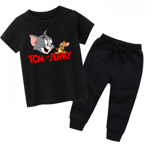 Tom Jerry Black Summer Tracksuit For Kids