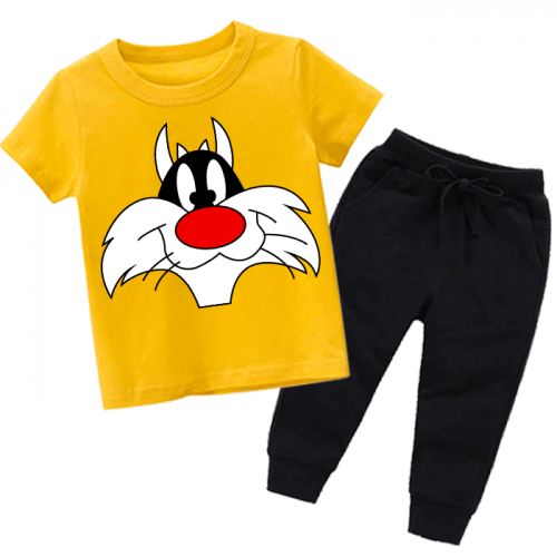 Sylvester Yellow Summer Tracksuit For Kids