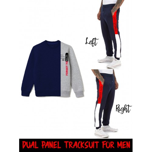 Navy Blue Dual Panel Winter Tracksuit For Men