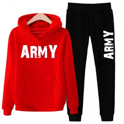 Army Best Quality Red Winter Tracksuit