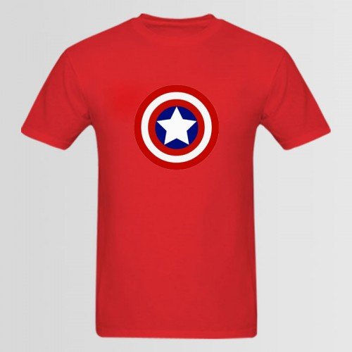 Capt America Red Half Sleeves Printed T-Shirt For Men