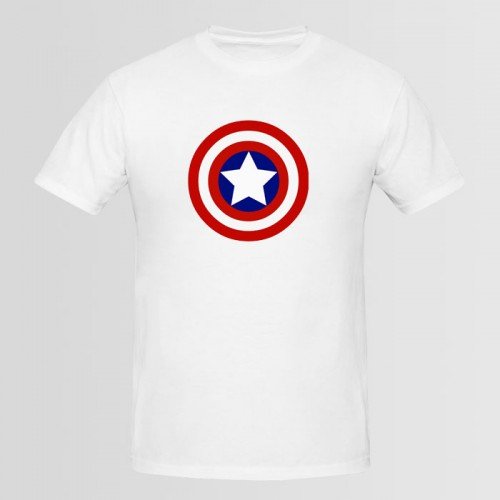 Capt America White Half Sleeves Printed T-Shirt For Men