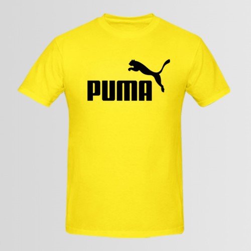 Puma Yellow Half Sleeve Tees For Men