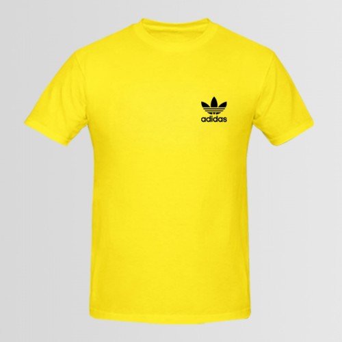 Adidas Small Logo Yellow Graphic Tee For Men