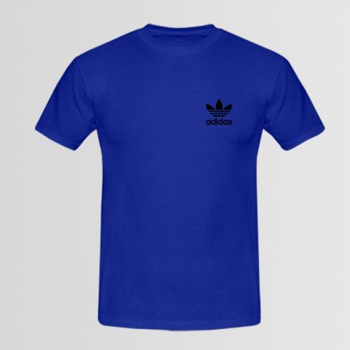 Adidas Small Logo Blue Graphic Tee For Men