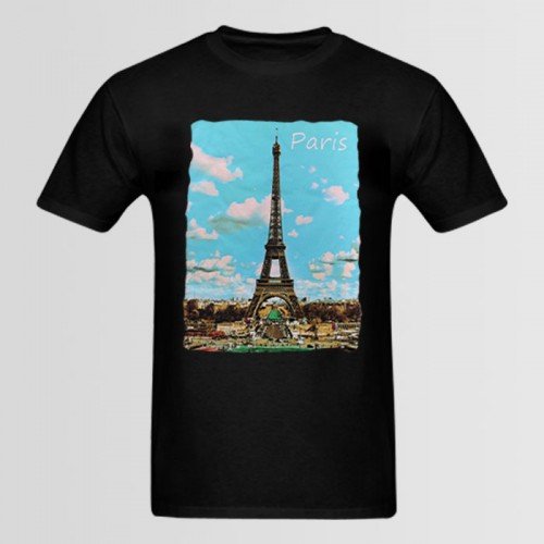 Paris Logo Black Half Sleeves T-Shirt