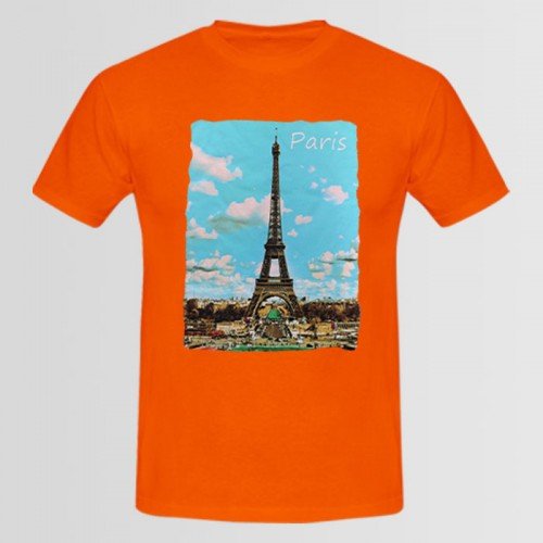 Paris Logo Orange Half Sleeves T-Shirt