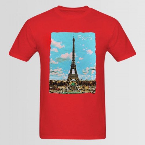 Paris Logo Red Half Sleeves T-Shirt