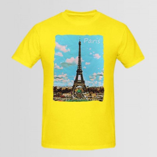 Paris Logo Yellow Half Sleeves T-Shirt