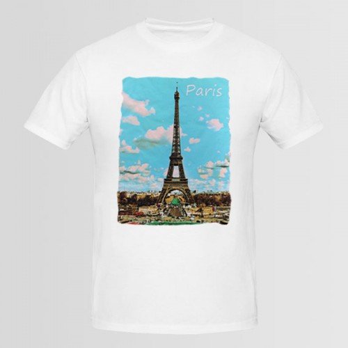Paris Logo White Half Sleeves T-Shirt