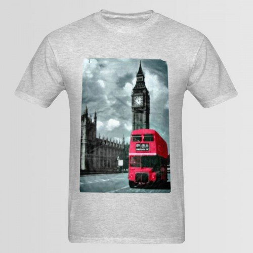 London logo Grey Graphic T-Shirt For Men