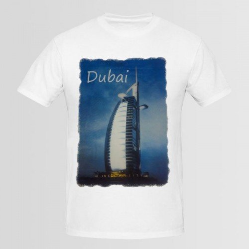 Dubai White Half Sleeves T-Shirt For Men