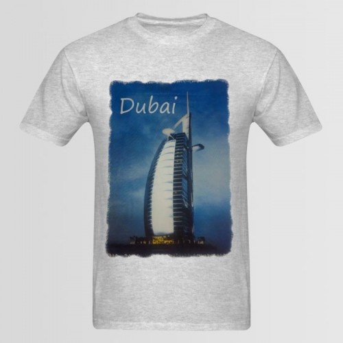 Dubai Grey Half Sleeves T-Shirt For Men