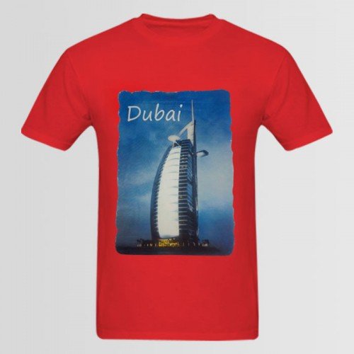 Dubai Red Half Sleeves T-Shirt For Men
