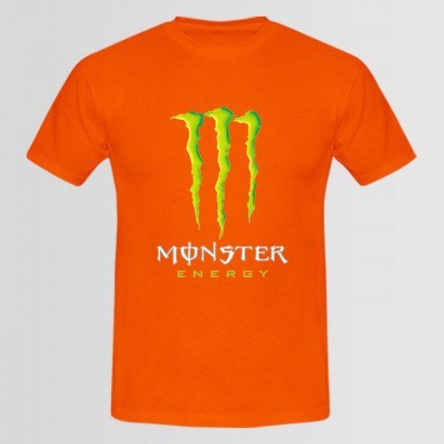 Monster logo Half Sleeves Orange Tees For Men