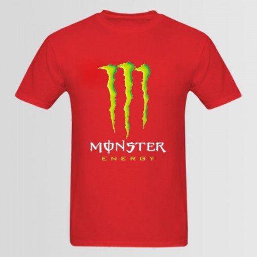 Monster logo Half Sleeves Red Tees For Men