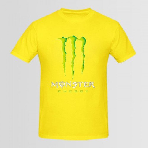 Monster logo Half Sleeves Yellow Tees For Men