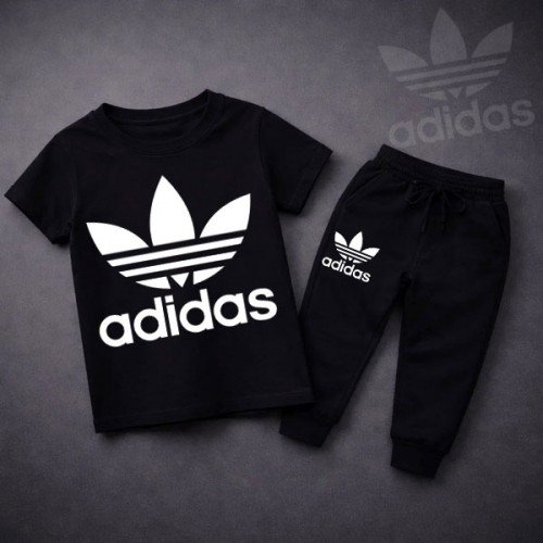 Ad Black Summer Tracksuit For Kids