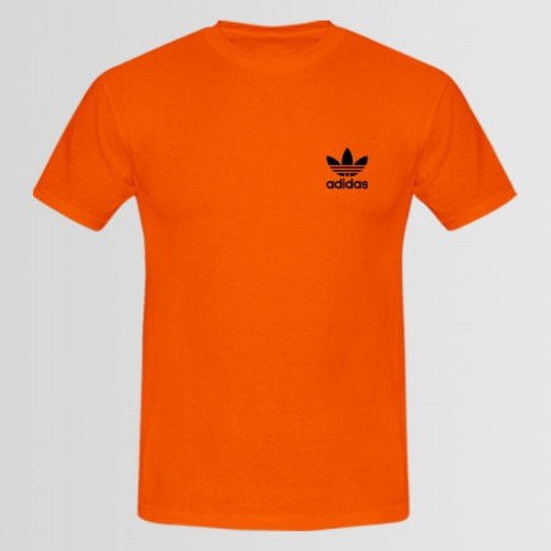 Adidas Small Logo Orange Graphic Tee For Men