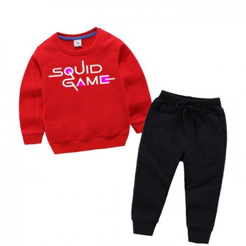 Red Squid Game Printed Tracksuit For Kids