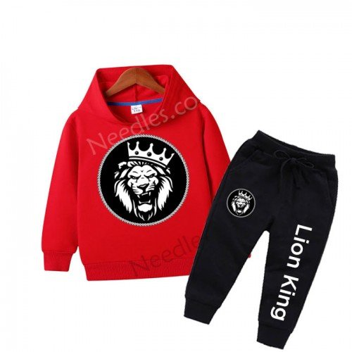 Red Loin King Hoodie Tracksuit For Kids