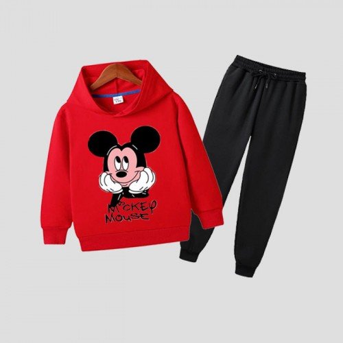Red Mickey Hoodie Tracksuit For Kids