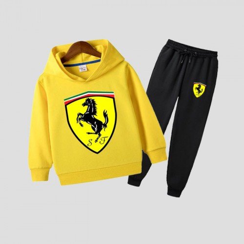 Yellow Fer Hoodie Tracksuit For Kids