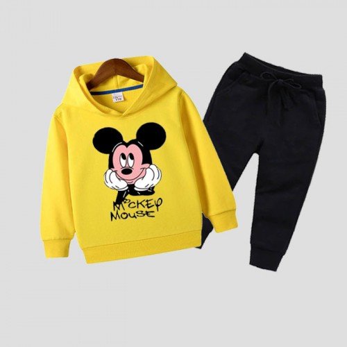 Yellow Mickey Hoodie Tracksuit For Kids