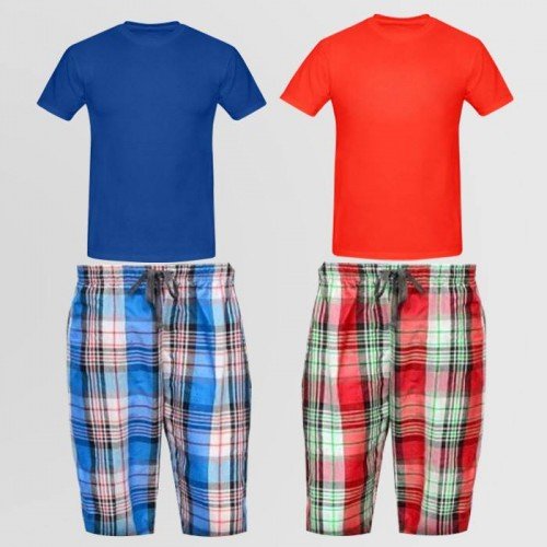 Bundle OF 2 Casual Cotton Shorts and 2 Round Neck T-Shirt