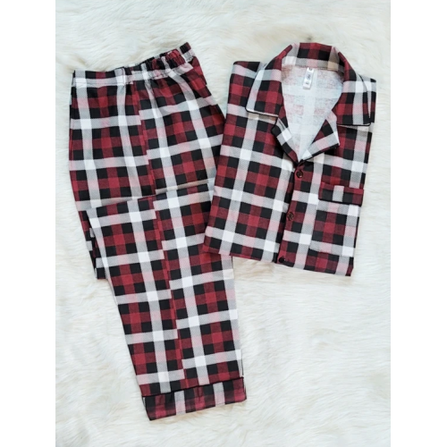 Maroon Checkered Cotton For Women