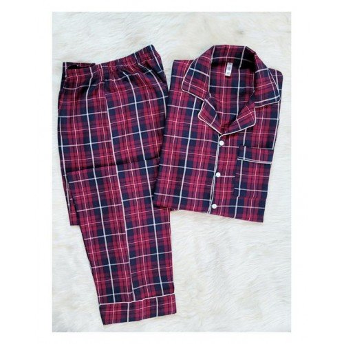 Navy BB Checkered Cotton for ladies
