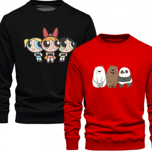 Bundle Of 2 Black & Red Cartoon Sweatshirt For Women's