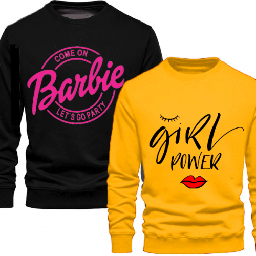 Black Barbie & Yellow Girls Power Sweatshirt For Women's