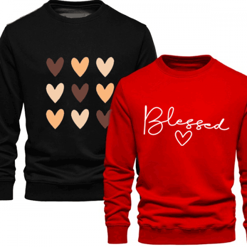 Black Printed Red Bleased Sweatshirt For Women's