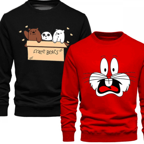 Red Bugs Bunny & Black Bear Box Sweatshirt For Women's