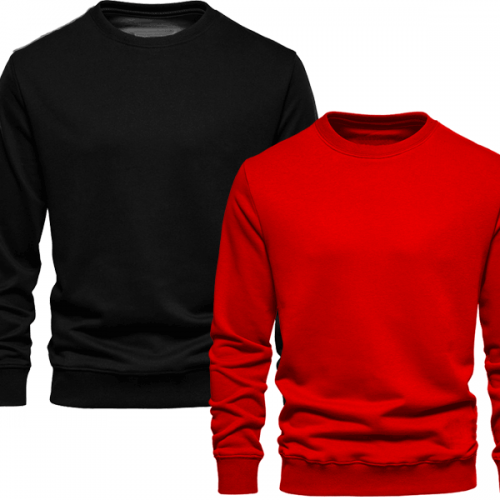 Black & Red Plain Sweatshirt For Women's