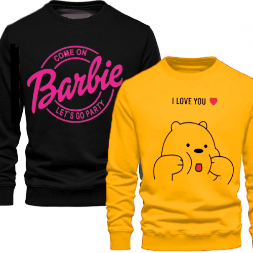 Black Barbie & Yellow Love Bear Sweatshirt For Women's