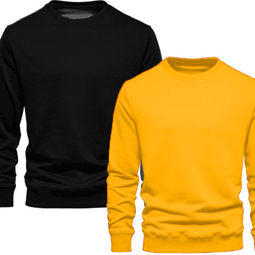 Yellow & Black Plain Sweatshirt