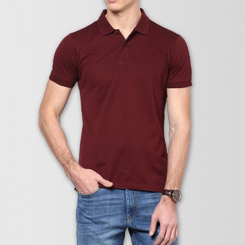 Maroon Plain Polo T-Shirt For Men's