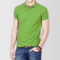 Parrot Green Plain Polo T-Shirt For Men's