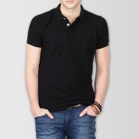 Black Plain Polo T-Shirt For Men's
