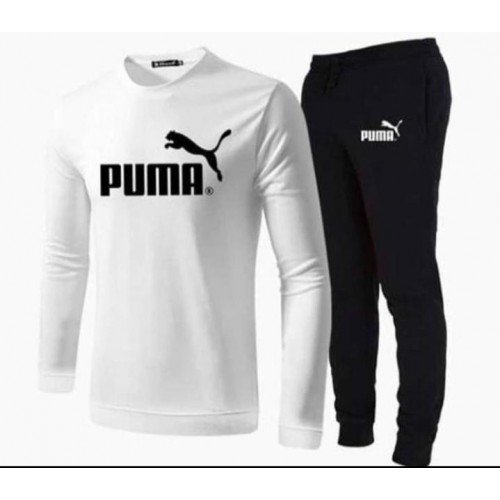 Pum White Full Sleeves T-Shirt with Trouser For Boys