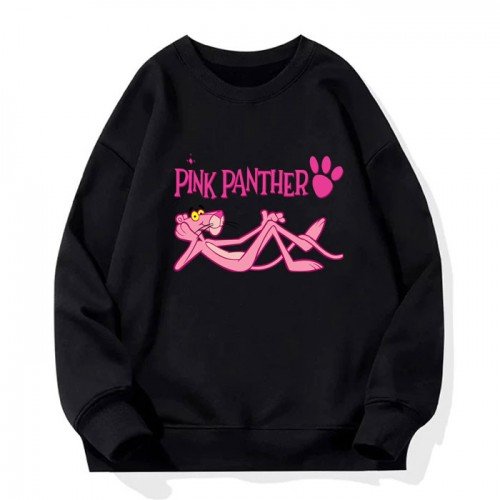 Pink Panther Black Printed Sweatshirt For GIrl