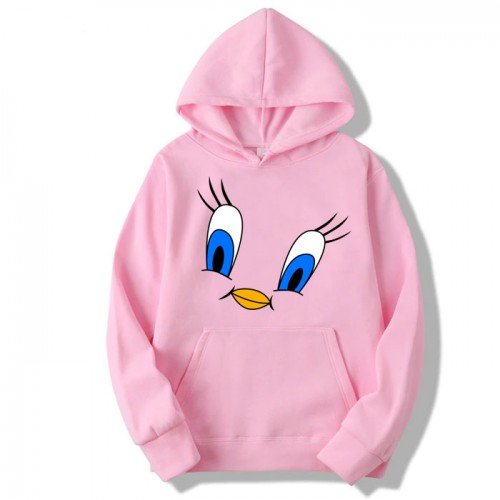 Twiti Pink Printed Hoodie For Women's