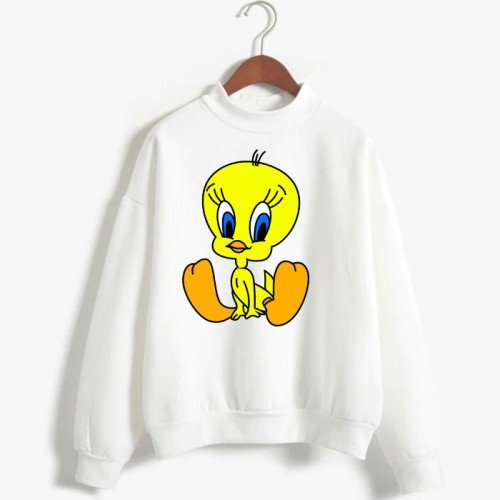 Twiti White Fleece Sweatshirt For Girls