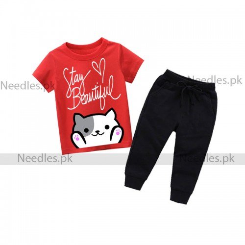 Stay Beautiful Red Summer Tracksuit For Kids