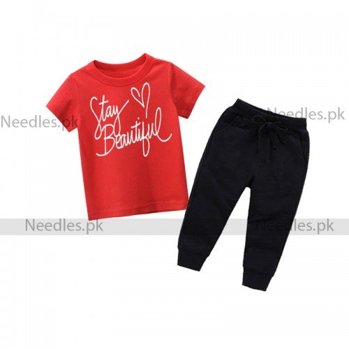 Stay Beautiful High Quality Red Summer Tracksuit For Kids